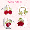 60Pcs Cherry Acrylic & Glass Pendants PALLOY-WH00017-2