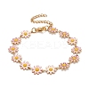 Enamel Daisy Link Chains Bracelet BJEW-P271-01G-05-1