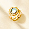 304 Stainless Steel with Natural Shell Cuff Open Rings for Women CR7720-4-1