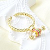 Brass Enamel Open Cuff Rings for Women RJEW-F179-08G-01-5
