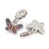 Rack Plating Alloy Pave Colorful Rhinestone Insect European Dangle Charms FIND-B034-14P-03-2