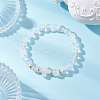 Natural Quartz Crystal Cross Round Beaded Stretch Bracelets for Men Women BJEW-JB12258-04-1