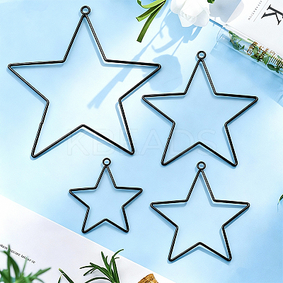5 Styles Iron Star Ring for DIY Woven Net/Web with Feather IFIN-GF0001-67A-1