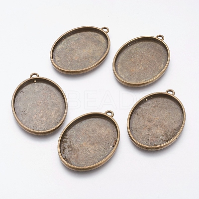 Tibetan Style Alloy Oval Tray Pendant Cabochon Settings LS-TIBEP-A19948-AB-FF-1