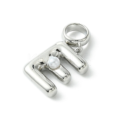 Rack Plating Brass with ABS Plastic Pearl European Dangle Charms KK-G501-02E-P-1