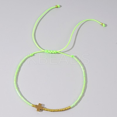 Simple European Style Glass Seed Bead & Cross Braided Bead Bracelets for Women MK8381-2-1