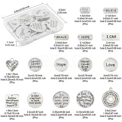 30Pcs 15 Styles Tibetan Style Alloy Pendants TIBEP-FS0001-40-1