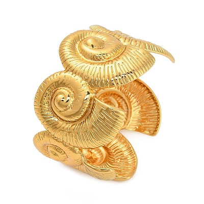 Conch 304 Stainless Steel Cuff Bangles for Women BJEW-A150-02G-1