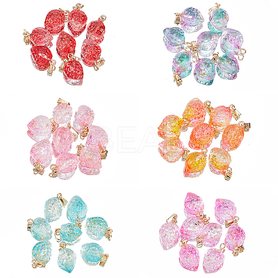 48Pcs 6 Colors Two Tone Transparent Spray Painted Glass Pendants GLAA-NB0001-38-1