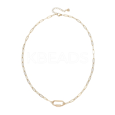 304 Stainless Steel Screw Carabiner Lock Pendant Paperclip Chain Necklaces NJEW-JN05860-01-1