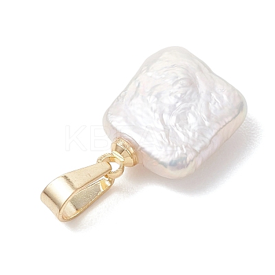 3Pcs 3 Styles Baroque Natural Keshi Pearl Square Charms PALLOY-JF04957-1