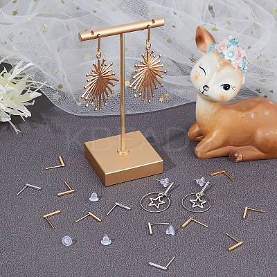 40Pcs 2 Colors Brass Stud Earring Findings KK-BBC0002-80-1