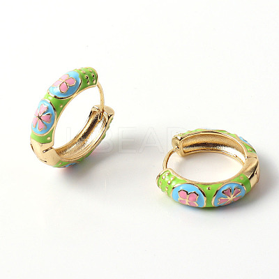 Flower Enamel Hoop Earrings LS-EJEW-G290-04G-A-1