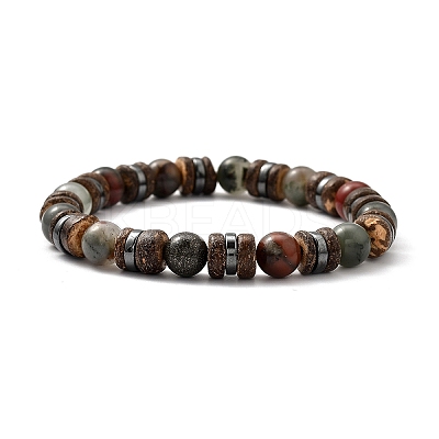 Natural & Synthetic Gemstone Stretch Bracelets X-BJEW-JB05359-1
