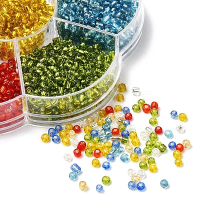 7 Colors Glass Round Seed Beads SEED-YW0001-24B-01-1