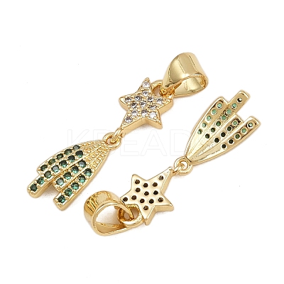 Brass Micro Pave Cubic Zirconia Pendants KK-C132-19G-1