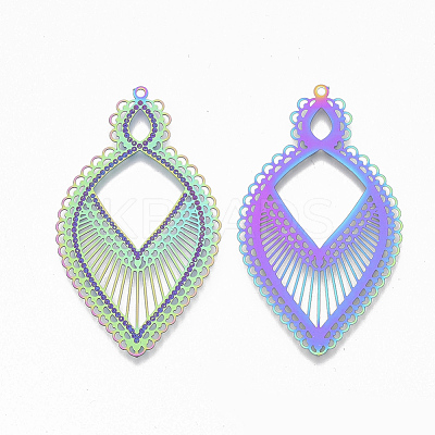 Ion Plating(IP) 304 Stainless Steel Filigree Big Pendants STAS-S108-78-1