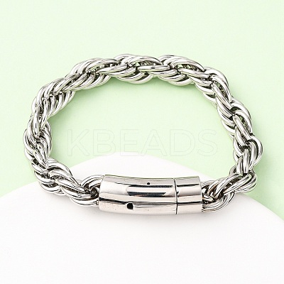 304 Stainless Steel Rope Chain Bracelets for Men Women BJEW-C124-03B-P-1