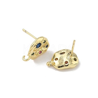 Brass Micro Pave Cubic Zirconia Stud Earring Findings KK-U075-01C-02G-1