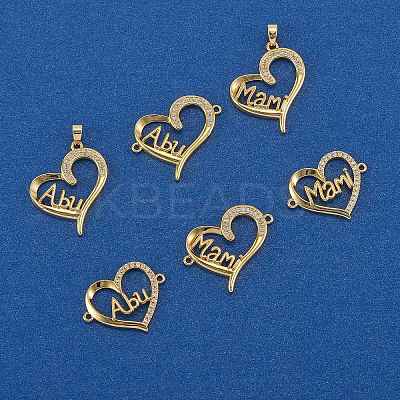 6Pcs 6 Style Brass Micro Pave Clear Cubic Zirconia Links ZIRC-SZ0001-50-1