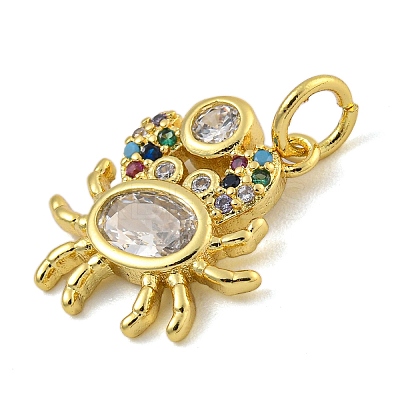 Marine Theme Rack Plating Brass Micro Pave Cubic Zirconia Pendants X-KK-I718-28G-01-1