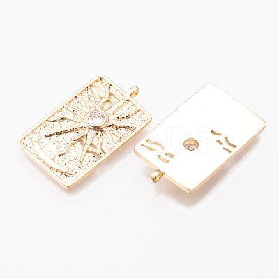 Brass Micro Pave Clear Cubic Zirconia Pendants KK-N232-168G-NF-1