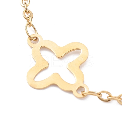 304 Stainless Steel Clover Link Anklets AJEW-AN00410-1
