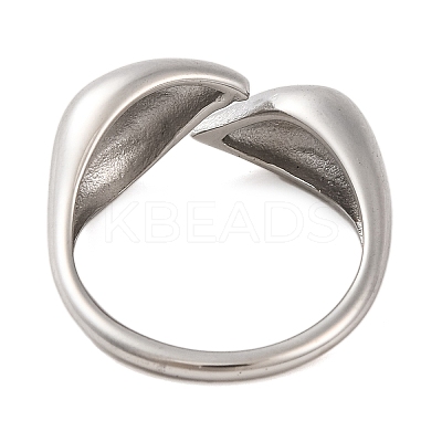 Non-Tarnish 304 Stainless Steel Leaf Open Cuff Rings for Women RJEW-G319-02P-1