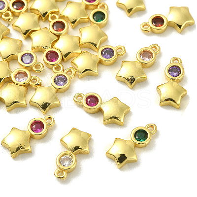 30Pcs Brass Micro Pave Cubic Zirconia Pendants ZIRC-CJ0001-17-1