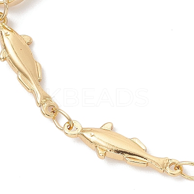 Brass Fish Link Chain Bracelet Makings AJEW-JB01419-1