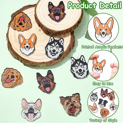 35Pcs 7 Styles Opaque Printed Acrylic Pendants OACR-CJ0002-64-1