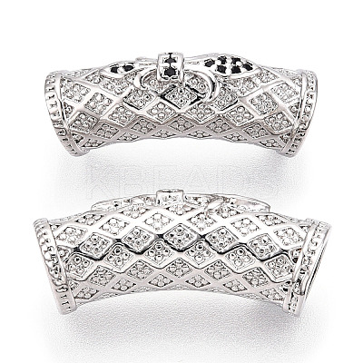 Brass Micro Pave Cubic Zirconia Tube Beads ZIRC-T004-60P-1
