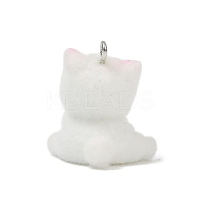 Animal Theme Flocky Opaque Resin Pendants RESI-H042-01P-05-1