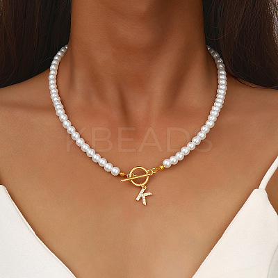 Alloy Crystal Rhinestone Letter Pendant Necklaces FS-WG0709C-06-1