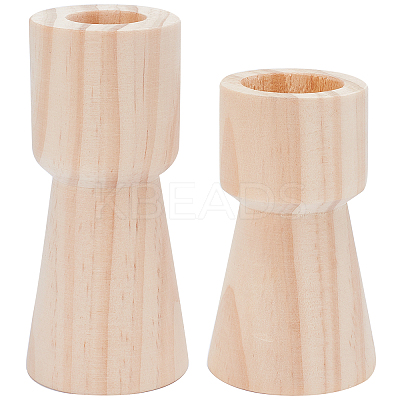 2Pcs 2 Style Wood Candle Holder AJEW-GF0004-05A-1
