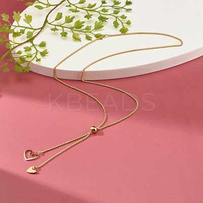 Heart Lariat Necklace for Girl Women NJEW-JN03710-1