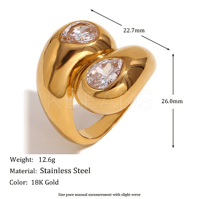 Fashionable 304 Stainless Steel Cubic Zirconia Finger Rings FS-WG3A113-06-1