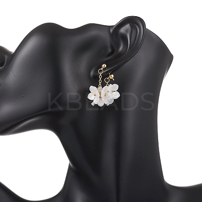 Flower Brass Resin Dangle Stud Earrings EJEW-TA00778-03-1