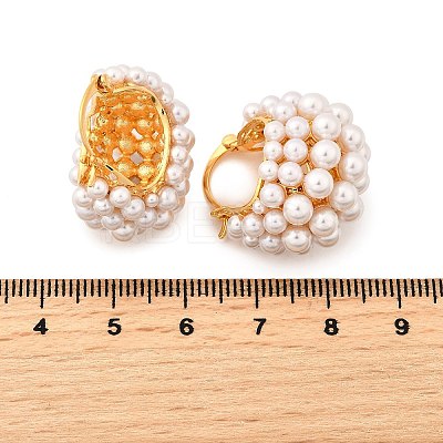 Brass ABC Plastic Imitation Pearl Basket Hoop Earrings EJEW-S270-08G-1