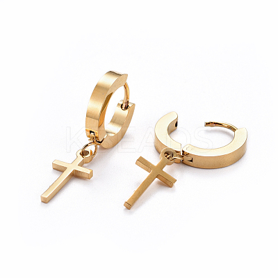 304 Stainless Steel Dangle Hoop Earrings EJEW-L232-002G-1