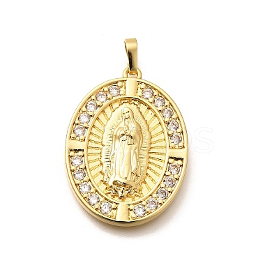 Religion Themed Rack Plating Brass Micro Pave Cubic Zirconia Pendants KK-L226-007G-06-1