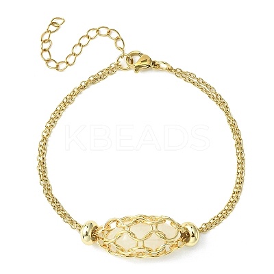Natural Mixed Gemstone Bullet Link Bracelet BJEW-JB09563-1