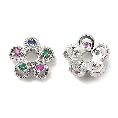 Brass & Cubic Zirconia Bead Caps KK-F860-67P-1
