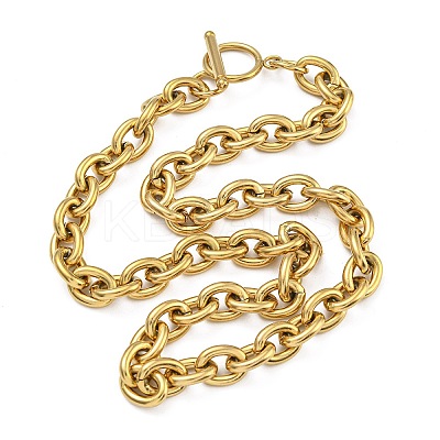 304 Stainless Steel Cable Chain Necklaces for Men Women NJEW-G152-01G-1