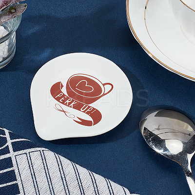 Coffee Cup Pattern Ceramic Spoon Holder AJEW-WH0348-181B-02-1