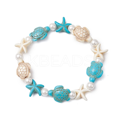 Synthetic Turquoise Beaded Stretch Bracelets for Women BJEW-JB11122-1