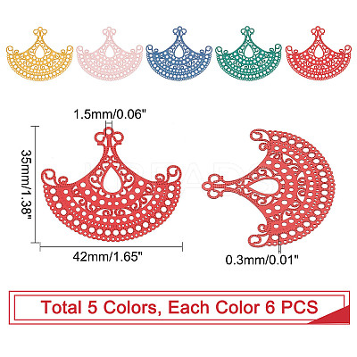30Pcs 5 Colors 201 Stainless Steel Filigree Joiners Links STAS-DC0008-48-1