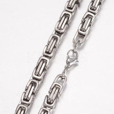Non-Tarnish 201 Stainless Steel Byzantine Chain Necklaces X-NJEW-K062-01P-6mm-1