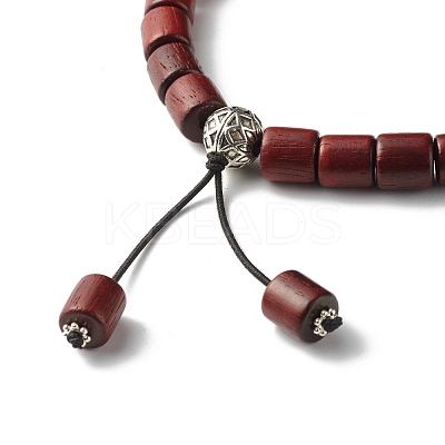 Waxed Wooden Column Beads Stretch Bracelet for Men Women BJEW-JB06776-1