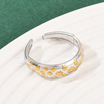 304 Stainless Steel Double Color Cuff Rings RJEW-S635-01GP-08-1